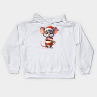 Mouse Holding Christmas Coffee Kids Hoodie